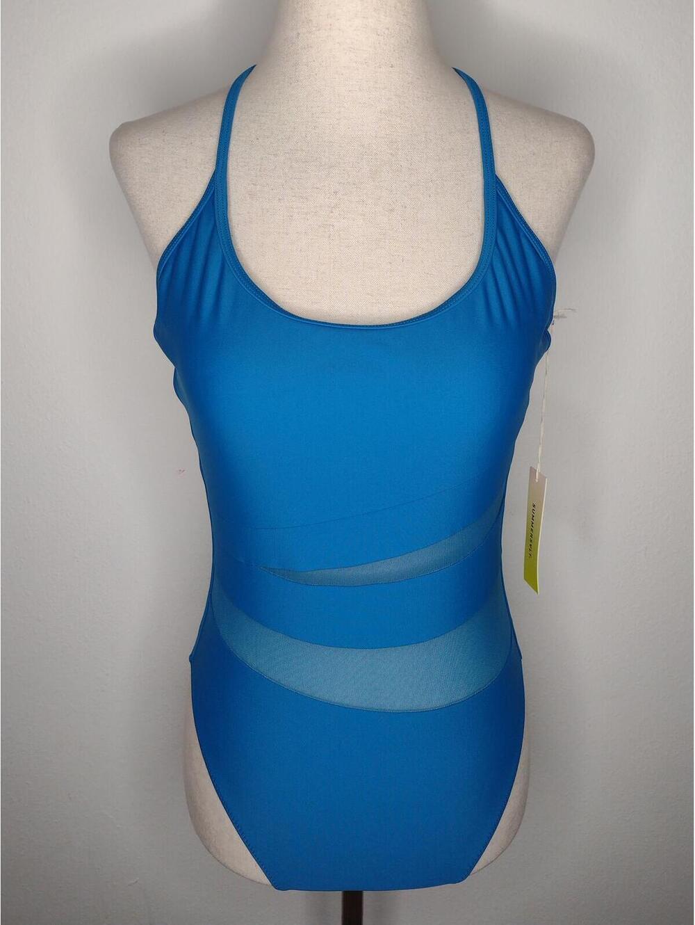 NWT Summersalt Women's Blue/The Causeway One-Piece Swimsuit Size 4